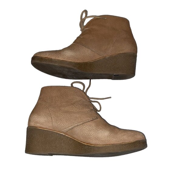 Lucky Brand Boots Womens 7.5 M Junes Desert Wedge Ankle Bootie Brown Leather - Picture 12 of 13